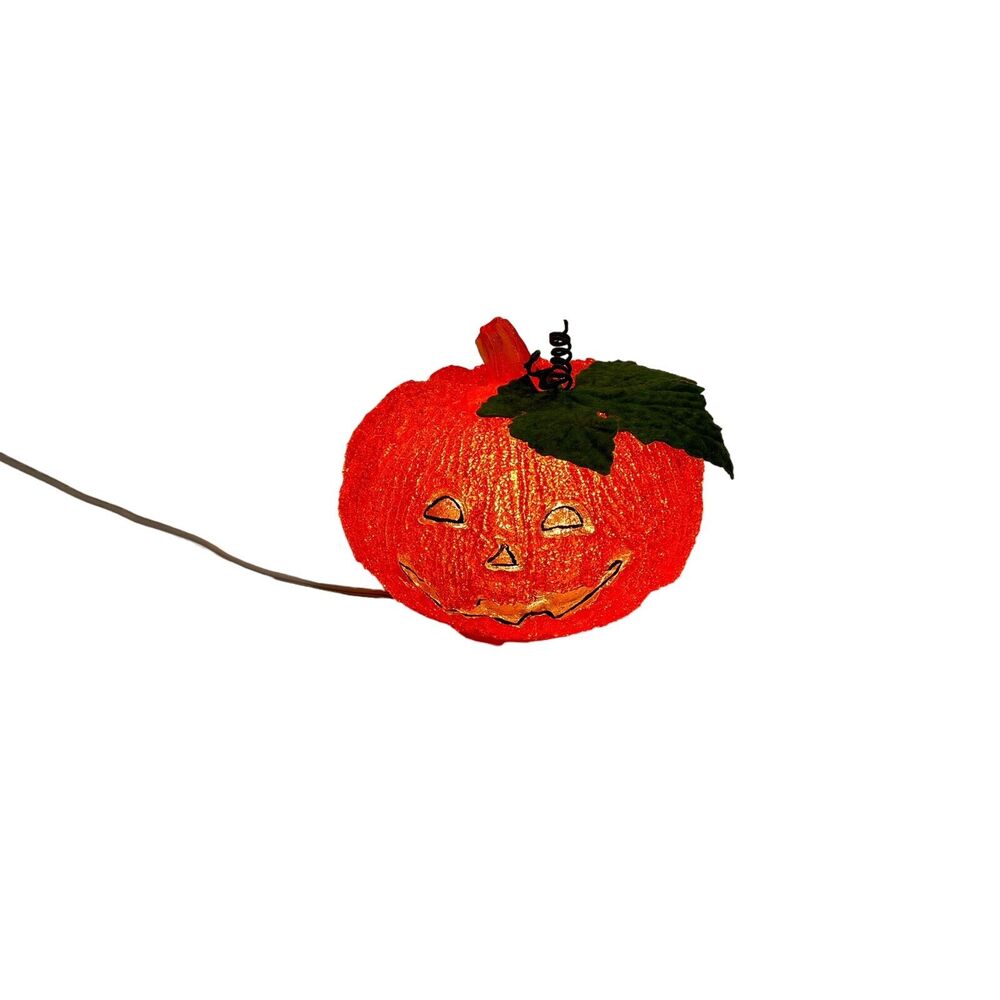 Melted Plastic Popcorn Pumpkin Halloween Electric Light Up Jack O Lantern Lamp
